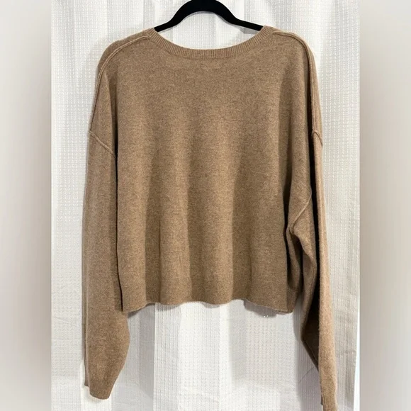 Anthropology Pilcro Woman’s Brown Cropped Crewneck 100% Cashmere Sweater.Size XL - Picture 3 of 5